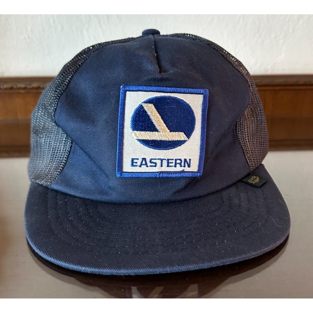 Vintage Eastern Airlines Navy Blue Baseball Maintenance Crew Hat Snapback
